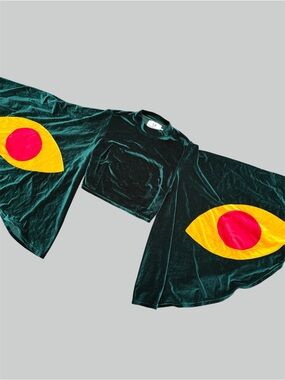 Fashion Brand Company Emerald Velvet Moth Crop Top Yellow & Red Eye